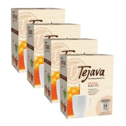 Tejava Original Unsweetened Black Iced Tea Pods, 96 Pack Single Serve Cups, Keurig K-Cup Compatible, Hot or Cold, Non-GMO, Kosher, No Sugar or Sweeteners, No calories, No Preservatives