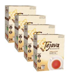 Tejava Vanilla Chai Black Iced Tea Pods, 96 Pack Single Serve Cups, Keurig K-Cup Compatible, Hot or Cold, Unsweetened, Non-GMO, Kosher, No Sugar or Sweeteners, No calories, No Preservatives