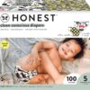 The Honest Company Clean Conscious Diapers | Plant-Based, Sustainable | So Delish + All the Letters | Super Club Box, Size 5 (27+ lbs), 100 Count