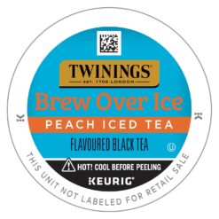 Twinings Brew Over Ice Unsweetened Peach Flavoured Black Iced Tea K-Cup Pods for Keurig, Caffeinated, 12 Count (Pack of 6)