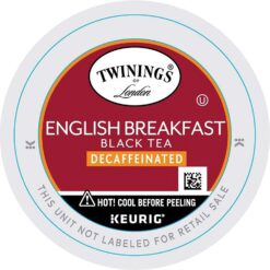 Twinings Decaf English Breakfast Tea K-Cup Pods for Keurig, Naturally Decaffeinated Black Tea, Smooth, Flavourful, Robust, 12 Count (Pack of 6)