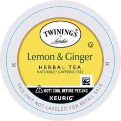 Twinings Lemon & Ginger Herbal Tea K-Cup Pods for Keurig, Naturally Caffeine Free Tea, 12 Count (Pack of 6)