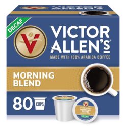Victor Allen's Coffee Decaf Morning Blend, Light Roast, 80 Count, Single Serve Coffee Pods for Keurig K-Cup Brewers