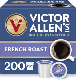 Victor Allen's Coffee French Roast, Dark Roast, 200 Count, Single Serve Coffee Pods for Keurig K-Cup Brewers