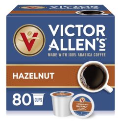 Victor Allen's Coffee Hazelnut Flavored, Medium Roast, 80 Count, Single Serve Coffee Pods for Keurig K-Cup Brewers