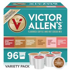Victor Allen's Coffee Holiday Favorites Coffee & Hot Cocoa Variety Pack, 96 Count, Single Serve Cups & Coffee Pods for Keurig K-Cup Brewers