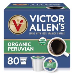 Victor Allen's Coffee Organic Peruvian, Medium Roast, 80 Count, Single Serve Coffee Pods for Keurig K-Cup Brewers