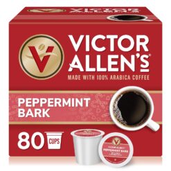 Victor Allen's Coffee Peppermint Bark Flavored, Medium Roast, 80 Count, Single Serve Coffee Pods for Keurig K-Cup Brewers