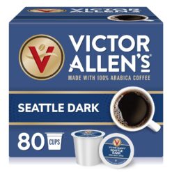 Victor Allen's Coffee Seattle Dark, Dark Roast, 80 Count, Single Serve Coffee Pods for Keurig K-Cup Brewers