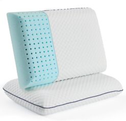 WEEKENDER 2 Pack Gel Memory Foam Pillow – Set of Two Pillows - Ventilated Cooling Pillows – Removable, Machine Washable Cover - Standard , Blue