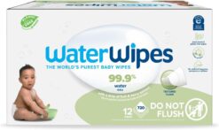 WaterWipes Plastic-Free Textured Clean, Toddler & Baby Wipes, 99.9% Water Based Wipes, Unscented & Hypoallergenic for Sensitive Skin, 720 Count (12 packs), Packaging May Vary