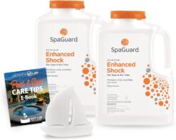 2 Pack SpaGuard Enhanced Shock 6lb Granular Hot Tub Oxidizer with LeisureQuip Scum Absorber and Digital Hot Tub Care Ebook