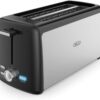 BELLA 4 Slice Toaster, Long Slot & Removable Crumb Tray, 7 Shading Options with Auto Shut Off, Cancel & Reheat Button, Toast Bread & Bagel, Stainless Steel & Black - 1