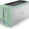 BELLA 4 Slice Toaster, Long Slot & Removable Crumb Tray, 7 Shading Options with Auto Shut Off, Cancel & Reheat Button, Toast Bread & Bagel, Stainless Steel & Sage - 1