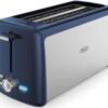 BELLA 4 Slice Toaster, Long Slot & Removable Crumb Tray, 7 Shading Options with Auto Shut Off, Cancel & Reheat Button, Toast Bread & Bagel, Stainless Steel & Blue - 1