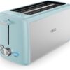 BELLA 4 Slice Toaster, Long Slot & Removable Crumb Tray, 7 Shading Options with Auto Shut Off, Cancel & Reheat Button, Toast Bread & Bagel, Stainless Steel & Aqua - 1