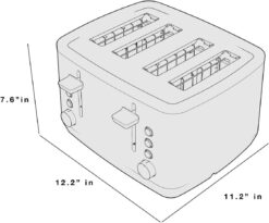 GE Stainless Steel Toaster | 4 Slice | Extra Wide Slots for Toasting Bagels, Breads, Waffles & More | 7 Shade Options for the Entire Household to Enjoy | Countertop Kitchen Essentials | 1500 Watts - 8