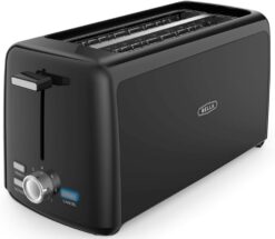 BELLA 4 Slice Toaster, Long Slot & Removable Crumb Tray, 7 Shading Options with Auto Shut Off, Cancel & Reheat Button, Toast Bread & Bagel, Black - 1