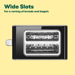 BELLA 2 Slice Toaster with Wide Slots, Touchscreen - Removable Crumb Tray, Adjustable Browning Control With Multiple Settings - Stainless Steel and Black - 3