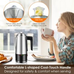 HOMOKUS Electric Coffee Percolator 12 CUPS Percolator Coffee Pot, 800W Percolator Coffee Maker Stainless Steel with Clear Knob Cool-touch Handle, Silver Coffee Pot Percolator Auto Keep Warm Function - 6