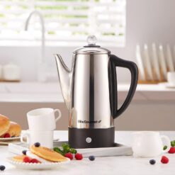 Elite Gourmet EC812 Electric 12-Cup Coffee Percolator with Keep Warm, Clear Brew Progress Knob Cool-Touch Handle Cord-less Serve, Stainless Steel - 2