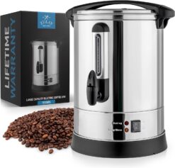 Zulay 50 Cup Fast Brew Stainless Steel Coffee Urn - BPA-Free Commercial Coffee Maker for Catering - Easy Two Way Hot Beverage Dispenser - 1