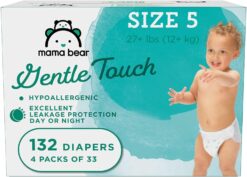 Amazon Brand - Mama Bear Gentle Touch Diapers, Hypoallergenic, Size 5, White, 132 Count (4 packs of 33) - 1