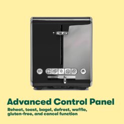 BELLA 2 Slice Toaster with Wide Slots, Touchscreen - Removable Crumb Tray, Adjustable Browning Control With Multiple Settings - Stainless Steel and Black - 4