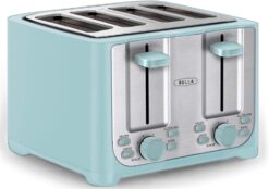 BELLA 4 Slice toaster, Stainless Steel and Aqua - 1
