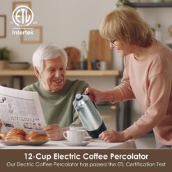 HOMOKUS Electric Coffee Percolator 12 CUPS Percolator Coffee Pot, 800W Percolator Coffee Maker Stainless Steel with Clear Knob Cool-touch Handle, Silver Coffee Pot Percolator Auto Keep Warm Function - 7