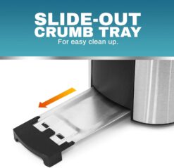 Elite Gourmet ECT4400B# Long Slot 4 Slice Toaster, Countdown Timer, 6 Toast Setting, Defrost, Cancel Function, Built-in Warming Rack, Extra Wide Slots for Bagel Waffle, Stainless Steel - 4