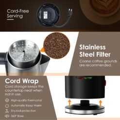 HOMOKUS Electric Coffee Percolator 12 CUPS Percolator Coffee Pot, 800W Percolator Coffee Maker Stainless Steel with Clear Knob Cool-touch Handle, Silver Coffee Pot Percolator Auto Keep Warm Function - 5
