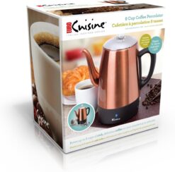 Euro Cuisine PER08 Electric Percolator Coffee Pot - 8 Cup Stainless Steel Coffee Pot Maker for Rich Brews, Coffee Percolator with Copper Finish (8 Cup) - 2