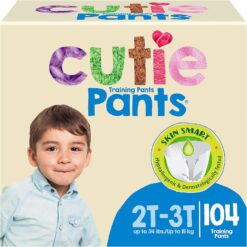 Cutie Boys 2T/3T Refastenable Potty Training Pants, Hypoallergenic with Skin Smart, 104 Count - 1