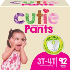 Cuties Girls 3T/4T Refastenable Potty Training Pants, Hypoallergenic with Skin Smart, 92 Count - 1