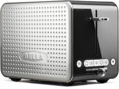 BELLA 2 Slice Toaster with Wide Slots, Touchscreen - Removable Crumb Tray, Adjustable Browning Control With Multiple Settings - Stainless Steel and Black - 1