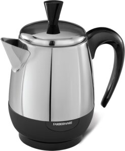 Farberware Electric Coffee Percolator, FCP240, Stainless Steel Basket, Automatic Keep Warm, No-Drip Spout, 4 Cup - 1