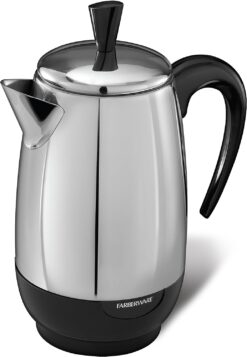 Farberware Electric Coffee Percolator, FCP280, Stainless Steel Basket, Automatic Keep Warm, No-Drip Spout, 8 Cup - 1