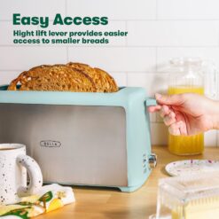 BELLA 4 Slice Toaster, Long Slot & Removable Crumb Tray, 7 Shading Options with Auto Shut Off, Cancel & Reheat Button, Toast Bread & Bagel, Stainless Steel & Aqua - 5
