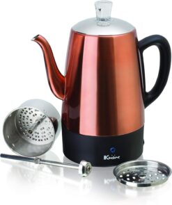 Euro Cuisine PER08 Electric Percolator Coffee Pot - 8 Cup Stainless Steel Coffee Pot Maker for Rich Brews, Coffee Percolator with Copper Finish (8 Cup) - 3