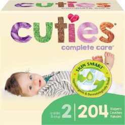 Cuties | Skin Smart, Absorbent & Hypoallergenic Diapers with Flexible & Secure Tabs | Size 2 | 204 Count