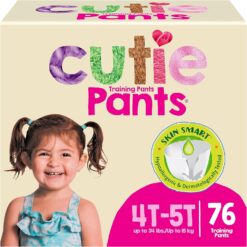 Cutie Girls 4T/5T Refastenable Potty Training Pants, Hypoallergenic with Skin Smart, 76 Count - 1