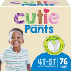 Cutie Boys 4T/5T Refastenable Potty Training Pants, Hypoallergenic with Skin Smart, 76 Count White - 1