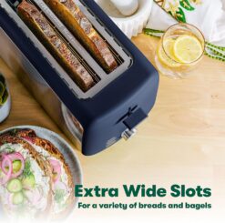 BELLA 4 Slice Toaster, Long Slot & Removable Crumb Tray, 7 Shading Options with Auto Shut Off, Cancel & Reheat Button, Toast Bread & Bagel, Stainless Steel & Blue - 3
