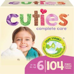 Cuties | Skin Smart, Absorbent & Hypoallergenic Diapers with Flexible & Secure Tabs | Size 6 | 104 Count