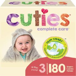 Cuties | Skin Smart, Absorbent & Hypoallergenic Diapers with Flexible & Secure Tabs | Size 3 | 180 Count