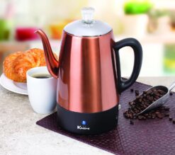 Euro Cuisine PER08 Electric Percolator Coffee Pot - 8 Cup Stainless Steel Coffee Pot Maker for Rich Brews, Coffee Percolator with Copper Finish (8 Cup) - 5
