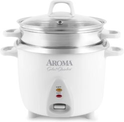 Aroma Housewares 14-Cup (Cooked) / 3Qt. Select Stainless Pot-Style Rice Cooker, & Food Steamer, One-Touch Operation, Automatic Keep Warm Mode, White (ARC-757-1SG)