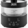 Aroma Housewares Professional 8-Cup (Cooked) SmartCarb Multicooker and Flavor-Lock Food Steamer for Low-Carb Rice and Grains, Glass Inner Pot, Black (AMC-800), Transparent Glass, 4 Cup Uncooked Rice