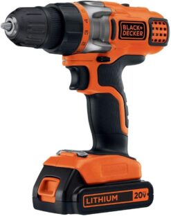 BLACK+DECKER 20V MAX Cordless Drill Driver with Battery and Charger, LED Work Light (LDX220C)
